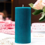 Свеча рифлёная 7х15см парафин бирюзовая - фото 71649