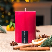 Свеча рифлёная 7х10см парафин красная - фото 71689