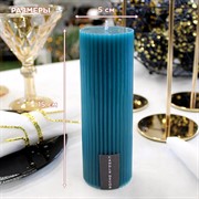 Свеча рифлёная 5х15см парафин бирюзовая - фото 71734