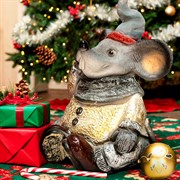 Фигура новогодняя Крыс в шарфе праздничный высота 40см F08670 - фото 71813