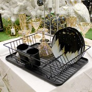 Сушилка для посуды из нержавеющей стали 45х32х12см чёрная МС-2307741 - фото 71851