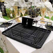 Сушилка для посуды из нержавеющей стали 45х32х12см чёрная МС-2307741 - фото 71852