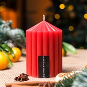 Свеча рифлёная конус 7х10см красная - фото 71863