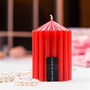 Свеча рифлёная конус 7х10см красная - фото 71865