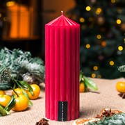 Свеча рифлёная конус 7х20см красная - фото 71875