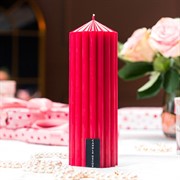 Свеча рифлёная конус 7х20см красная - фото 71876