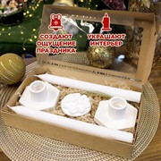 Подарочный набор из 2-х декоративных свечей, подсвечников и аромасаше - фото 71941