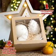 Подарочный набор из 3-х новогодних свечей с подсвечниками - фото 71967