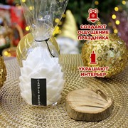 Подарочный набор свеча "Шишка" с деревянным подсвечником - фото 72010