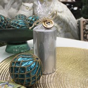 Свеча Цилиндр 6 12см серебро - фото 72133