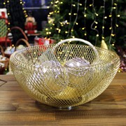 Корзина для фруктов круглая двойное плетение матовое золото LB-9 BSG - фото 72153