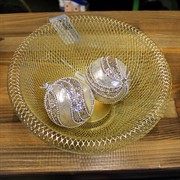 Корзина для фруктов круглая двойное плетение матовое золото LB-9 BSG - фото 72154