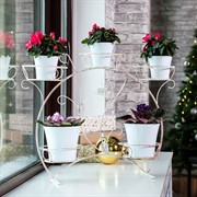 Подставка для цветов на подоконник на 5 цветов металл бело-золотая 14-915-WG - фото 72211