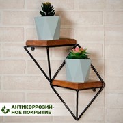 Подставка настенная Лофт 2 полки металл+дерево длина 37см 66-502-B - фото 72248