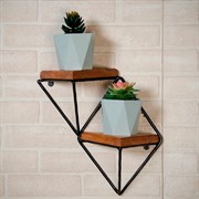 Подставка настенная Лофт 2 полки металл+дерево длина 37см 66-502-B - фото 72250