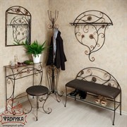 Банкетка кованая с полкой для обуви и мягким сиденьем 302-38 - фото 7225 Банкетка кованая с полкой для обуви и мягким сиденьем 302-38 - фото 7225