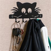 Ключница настенная металлическая черная Котик 701-023B - фото 72260