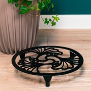 Подставка напольная для цветов чёрная металл диаметр 29см 402-003B - фото 72275