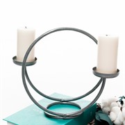 Подсвечник металлический на две свечи настольный серебряный 603-02S - фото 72278