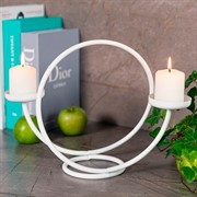 Подсвечник настольный на две свечи белый кованый 603-02W - фото 72282