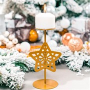 Подсвечник новогодний Звезда на одну свечу металл золотой 607-076G - фото 72284