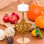 Подсвечник новогодний Звезда на одну свечу металл золотой 607-076G - фото 72285