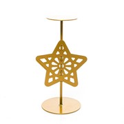 Подсвечник новогодний Звезда на одну свечу металл золотой 607-076G - фото 72286