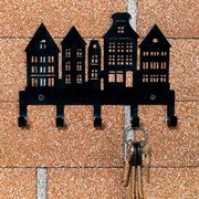 Ключница настенная в прихожую Город металл чёрный 701-030B - фото 72288