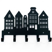 Ключница настенная в прихожую Город металл чёрный 701-030B - фото 72290