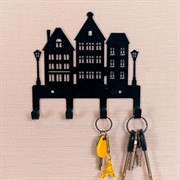 Ключница на стену в прихожую Дома металл чёрный 701-031B - фото 72292