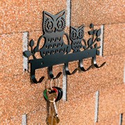 Крючок вешалка настенная Совы 5 крючков металл чёрный 702-053B - фото 72304