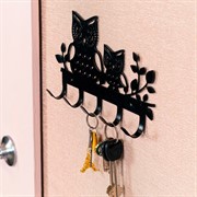 Крючок вешалка настенная Совы 5 крючков металл чёрный 702-053B - фото 72305