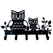 Крючок вешалка настенная Совы 5 крючков металл чёрный 702-053B - фото 72306