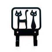 Вешалка настенная на два крючка Кошки металл 702-049B - фото 72337