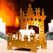 Подсвечник декоративный Камин золотой металл 730-081G - фото 72354