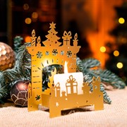 Подсвечник декоративный Камин золотой металл 730-081G - фото 72355