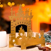 Подсвечник декоративный Камин золотой металл 730-081G - фото 72356