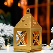 Подсвечник новогодний Фонарь золотой металл 730-086G - фото 72358