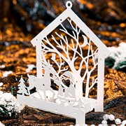 Подсвечник новогодний Олень белый металл 730-072W - фото 72368