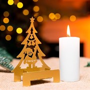 Подсвечники новогодние Ёлочки золотые 3шт металл 730-080G - фото 72371