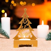 Подсвечники новогодние Ёлочки золотые 3шт металл 730-080G - фото 72372