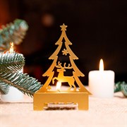 Подсвечники новогодние Ёлочки золотые 3шт металл 730-080G - фото 72373
