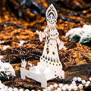 Подсвечник декоративный Снегурочка металл белый 730-074W - фото 72383