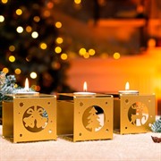 Подсвечники новогодние золотые 3шт металл 730-082G - фото 72388