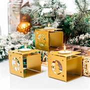 Подсвечники новогодние золотые 3шт металл 730-082G - фото 72390