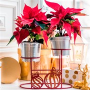 Подставка на подоконник на два кашпо красная металл 660-001R - фото 72411