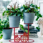 Подставка на подоконник на два кашпо красная металл 660-001R - фото 72412