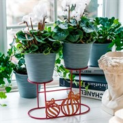 Подставка на подоконник на два кашпо красная металл 660-001R - фото 72413