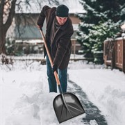 Лопата снеговая №3 пластиковая с планкой в сборе 400х380 d35мм - фото 72446