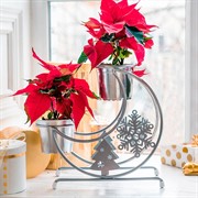 Подставка под цветы на подоконник Месяц серебро металл 660-024S - фото 72453